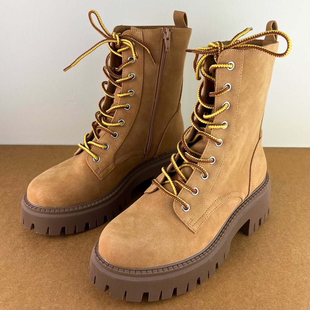 NEW DOLCE VITA BROWN COMBAT BOOTS - Picture 8 of 11